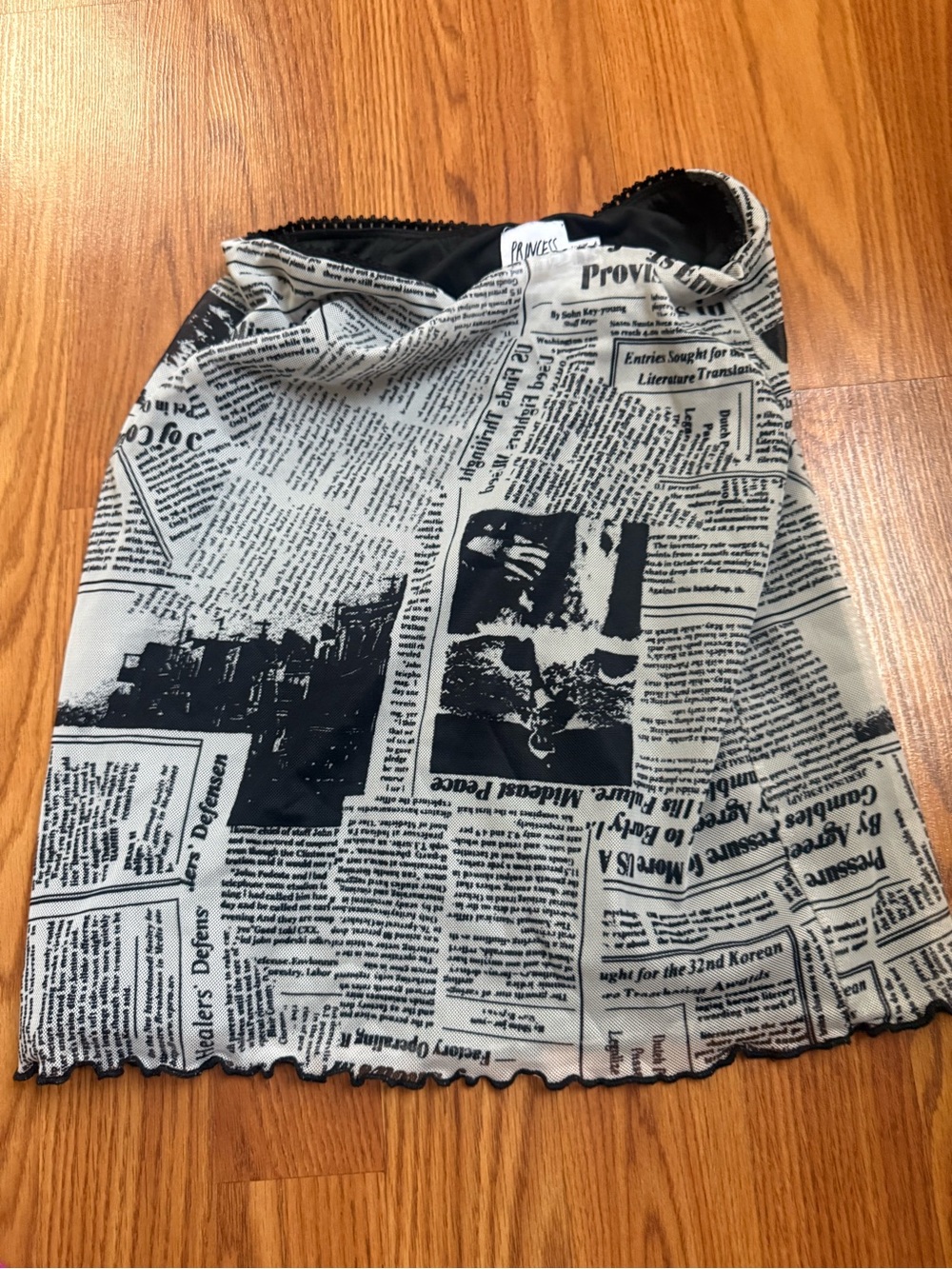Princess Polly Black and White Newspaper Print Mini Skirt